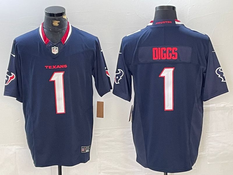 Men Houston Texans #1 Diggs Blue Three generations 2025 Nike Limited NFL Jersey style 2->houston texans->NFL Jersey